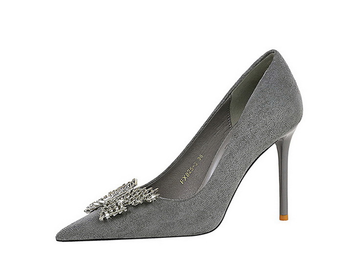 Women's Shoes banquet high heels stiletto women's shoes suede shallow mouth pointed metal butterfly rhinestone single shoes_voghion.com