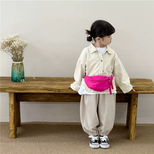 Ins South Korea Solid Color Children's Chest Bag Casual Boys' Travel Simple Change Crossbody Bag Girls Baby Small Fanny Bag