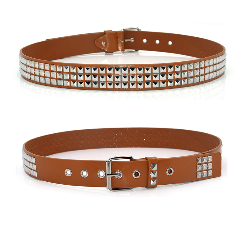 Cinturón de hombres punk europeo y americano cuentas cuadradas pirámide remache Cinturón agarrar cuentas pantalones de hombres y mujeres cinturón transfronterizo