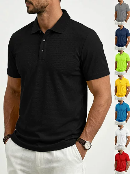 Amazon Cross-Border Summer Men's Short-Sleeved European and American Large Size Polo Shirt Multi-Color Quick-Drying Breathable Lapel Casual Top
