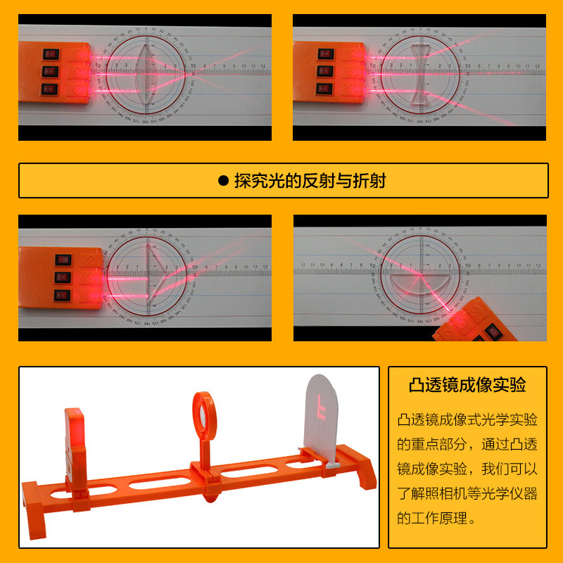 Junior High School física experimento óptico traje de octavo grado banco óptico pequeño agujero lente de imagen traje experimento óptico caja