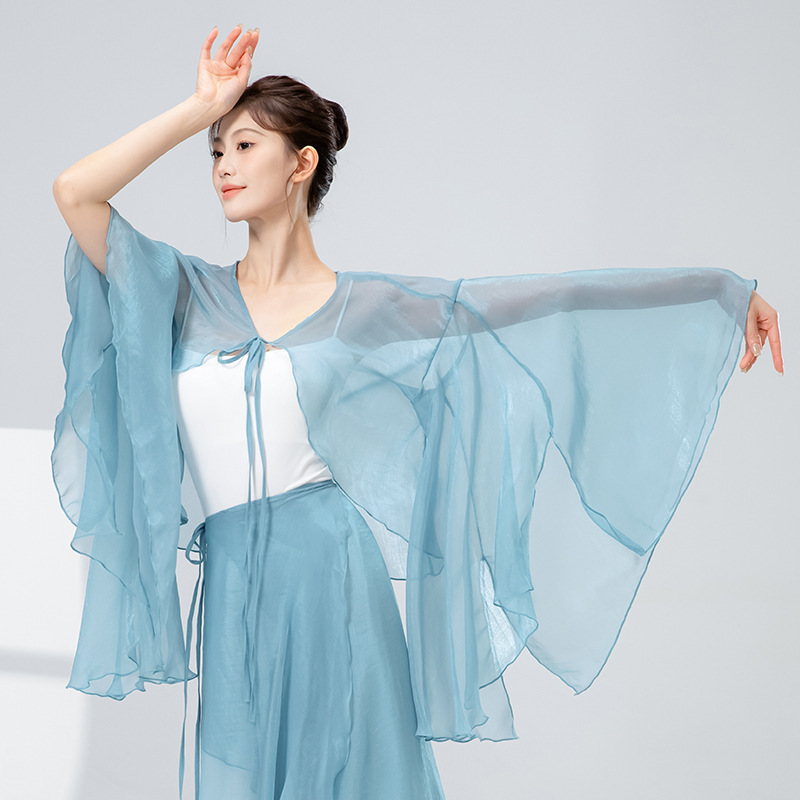 女性用クラシックダンス服、新しいゆったりとした妖精のようなエレガントなアウターシェード、中国風のステージ服、パフォーマンスモダンダンス服|undefined