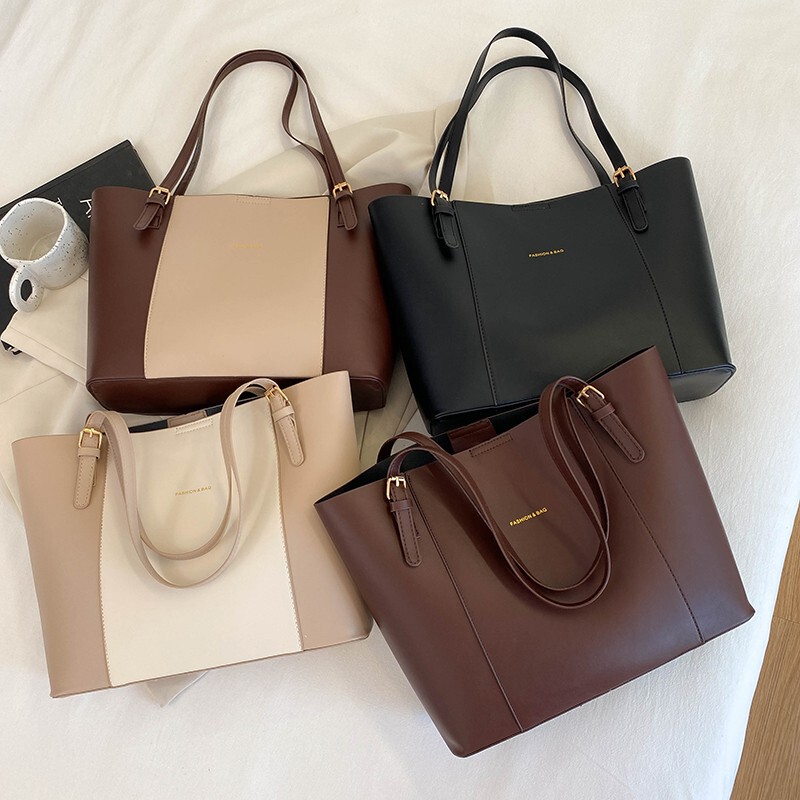 Women's new casual fashion spring large-capacity tote bag, Korean style shoulder bag, stylish color-blocking handbag for going out Women's new casual fashion spring large-capacity tote bag, Korean style shoulder bag, stylish color-blocking handbag for going out