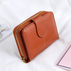 New wallet women's short Korean version PU oil wax leather zipper student ladies coin purse coin purse wallet