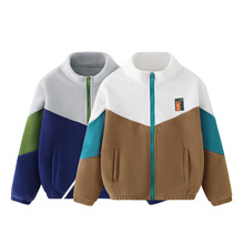 童装春季2024款韩版儿童外套抓绒衫宝宝衣服撞色儿童上衣厂家批发