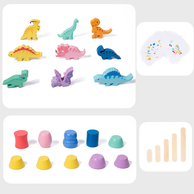 Niños Jenga, bloques de construcción, dinosaurios, animales, juguetes de equilibrio, educación temprana, rompecabezas, interacción entre padres e hijos, juegos de mesa