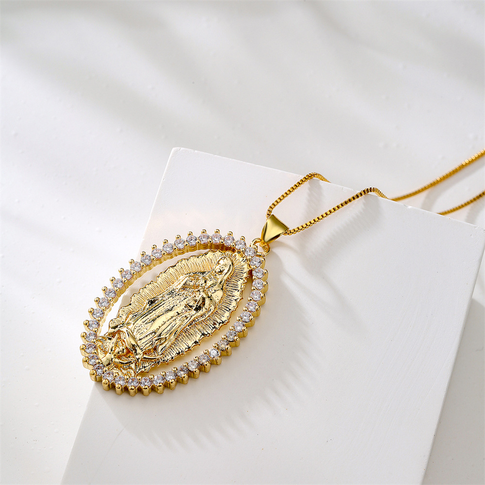 religious jewelry new copper plated 18K gold zircon pendant necklace