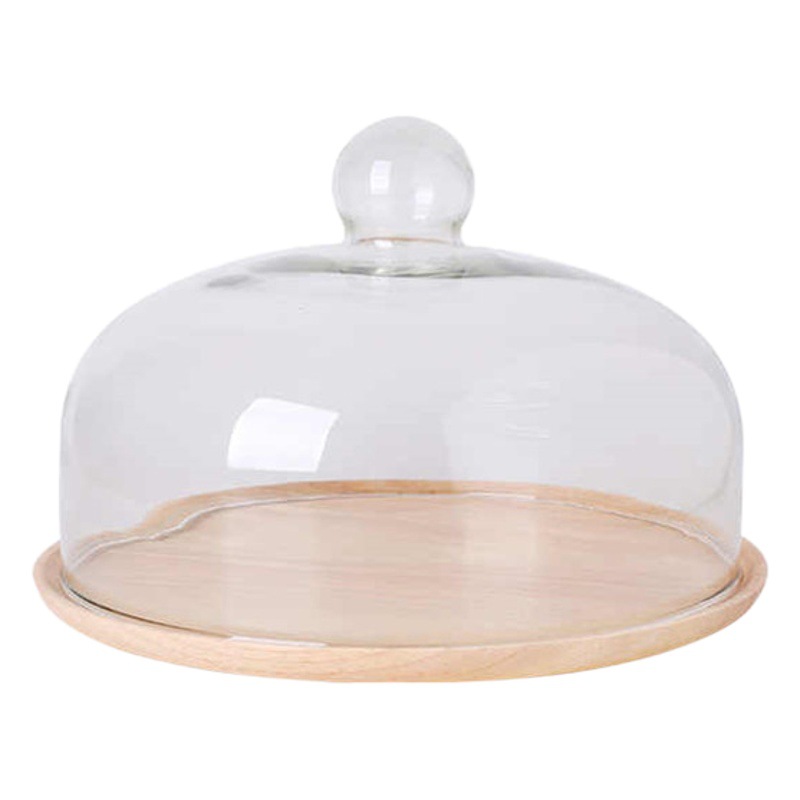 Bandeja de madera cubierta de vidrio pastel de postre fruta postre prueba Mesa pantalla decoración cubierta de polvo traje
