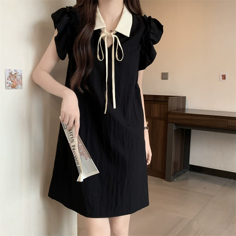 Женское платье с развевающимися рукавами во французском стиле Хепберн, новое летнее платье больших размеров, облегающее и красивое платье-поло.