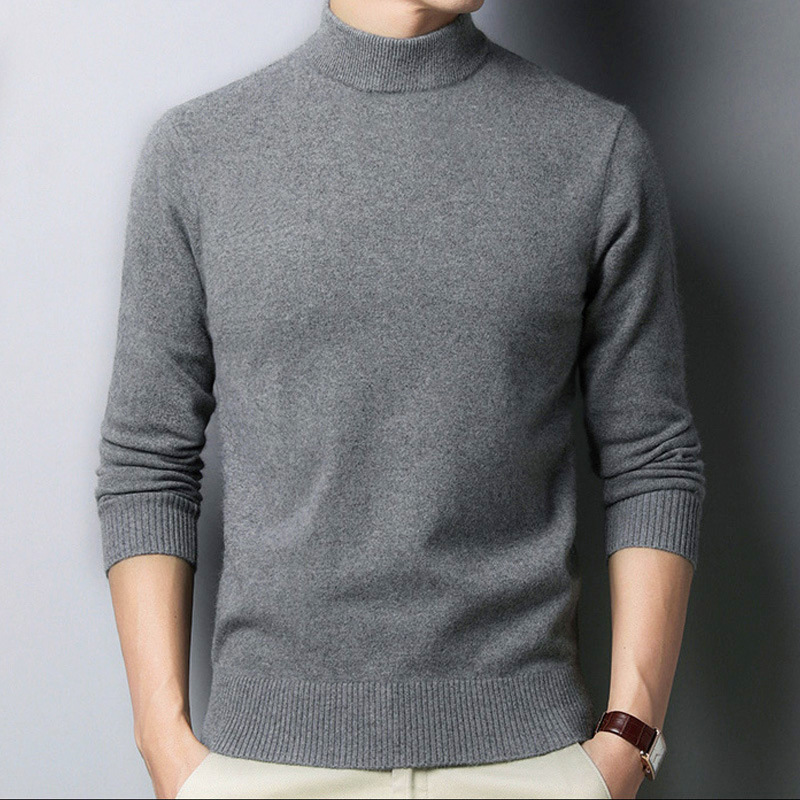 Wholesale men's turtleneck sweaters, trendy round neck knitwear, men's spring and autumn base layer knitwear, export factory long sleeves
