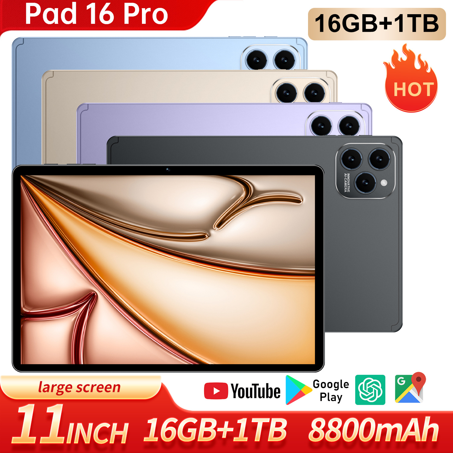新款Pad 16 Pro跨境板电脑10.1寸安卓16+512G平板源头厂家批发