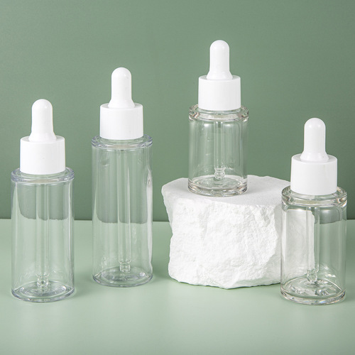 30ml 40ml 50ml transparent press thick bottom essence bottle repackaged flat shoulder original solution thick wall essential oil dropper bottle