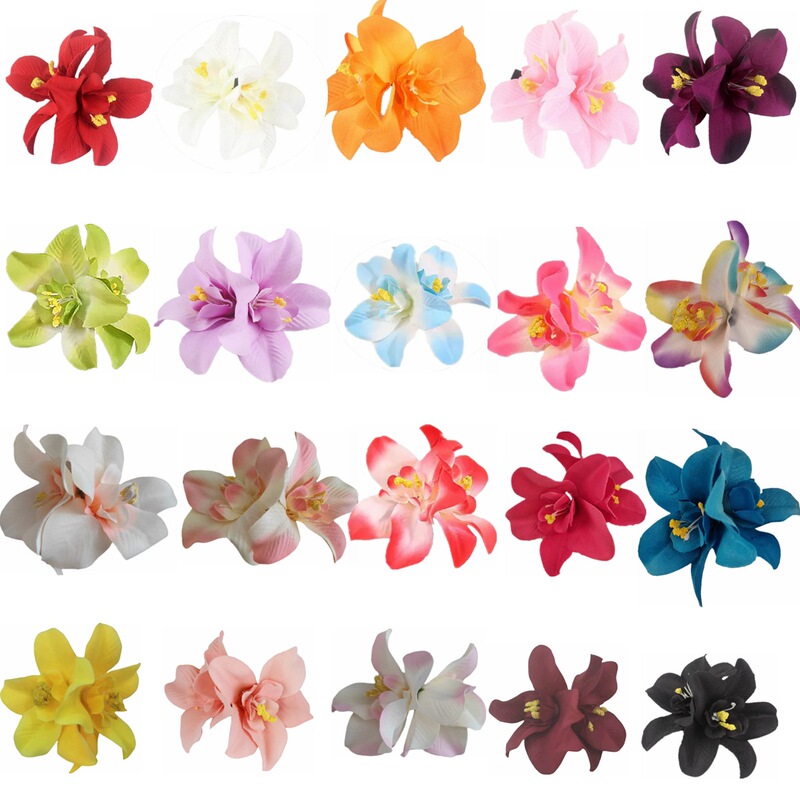 Hot New Double Orchid Hairpin Bohemia Seaside Vacation Head Flower Hairpin Artificial Flower Hair Accessories Side Clip for Women