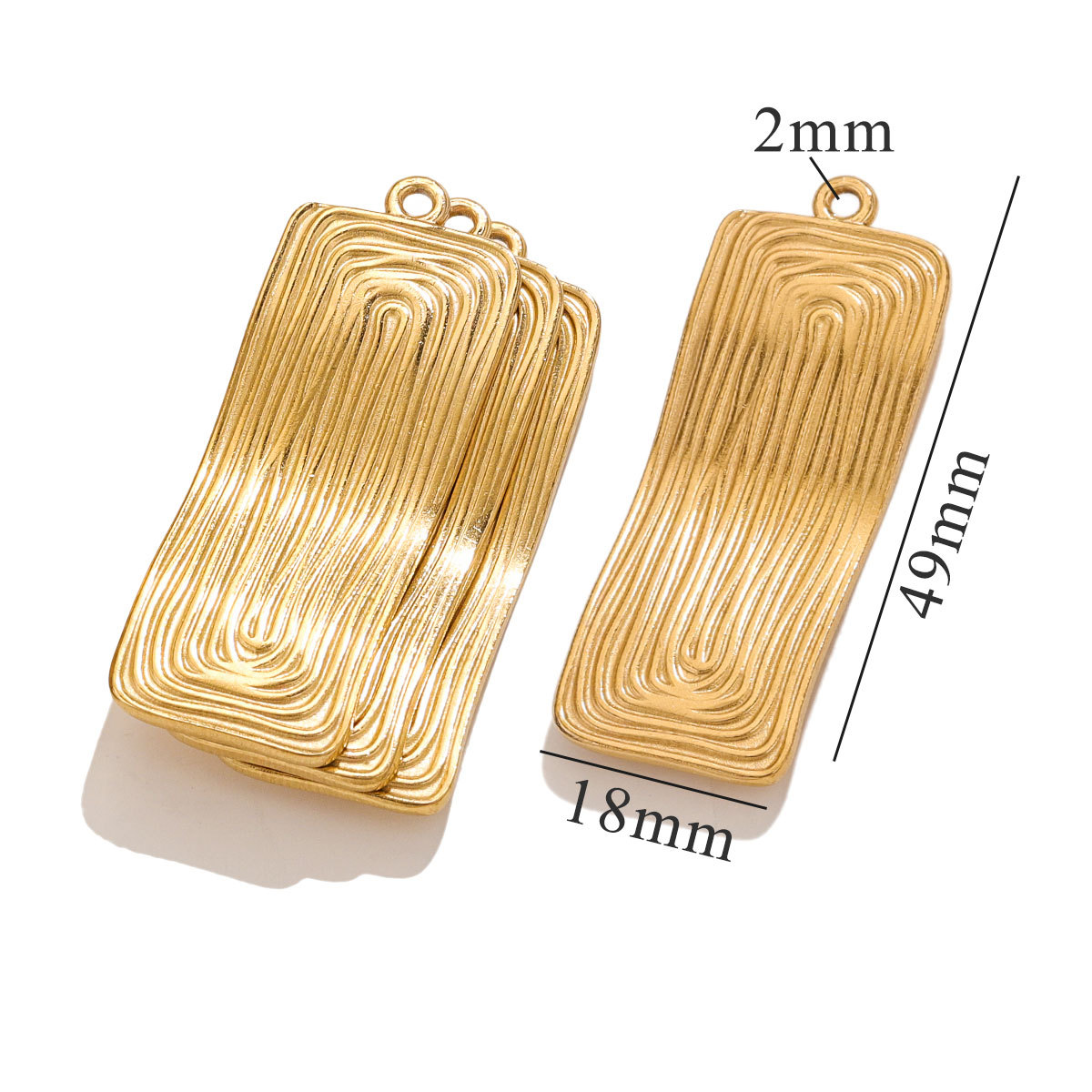 Exaggerated, Simple Style Style 1 Piece 25*47.5mm 304 Stainless Steel PVD Coated Real Gold Plated Geometric Pendant DIY Jewelry Accessories