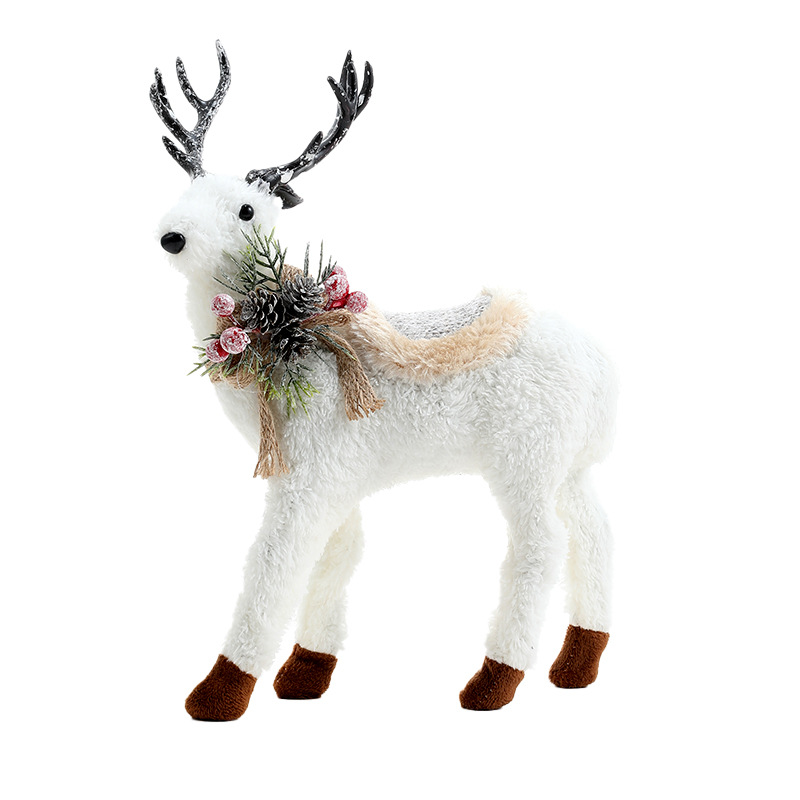 Muñecas espuma blanca ciervo muñeca hogar centro comercial ventana decoración de árbol de Navidad decoración de Navidad
