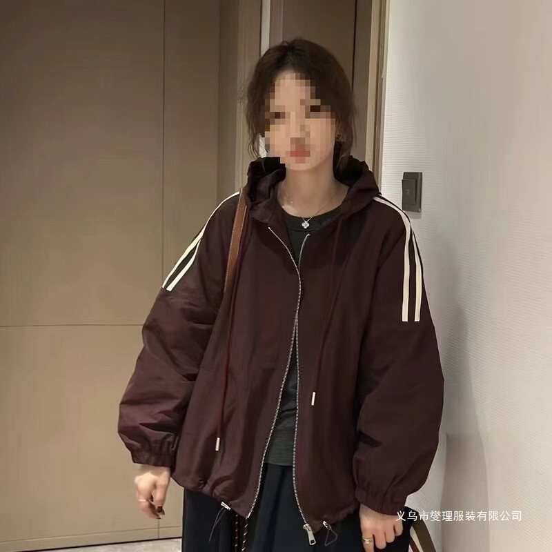 2024 Autumn/Winter Korean Fashion Striped Quilted Jacket Casual Loose Versatile Hooded Cardigan Top for Women Trendy