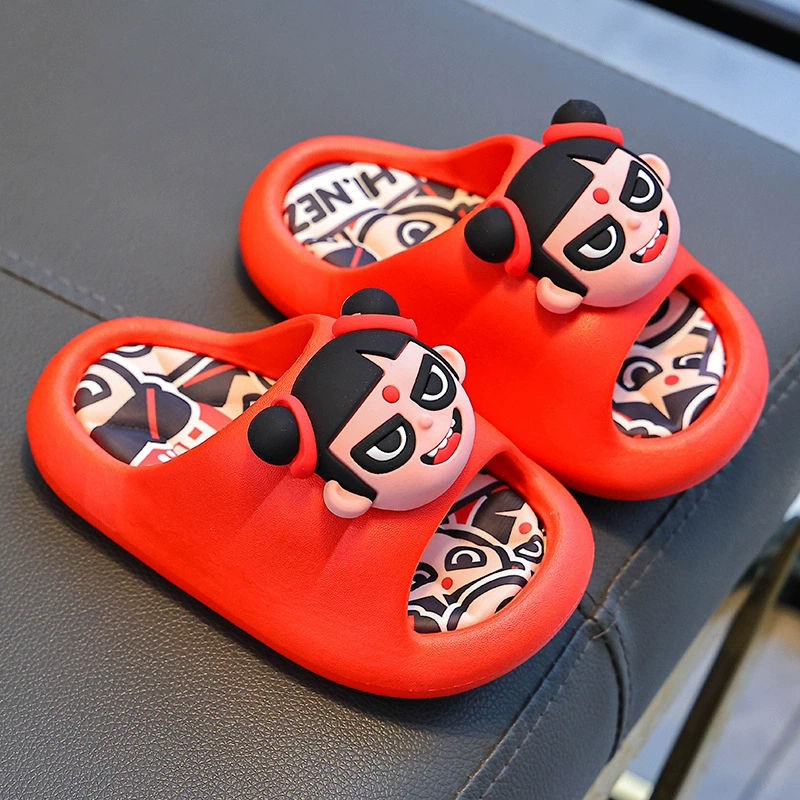 Детские тапочки Nezha для мальчиков, летние мультяшные тапочки для купания в ванной, милые домашние нескользящие тапочки для больших детей