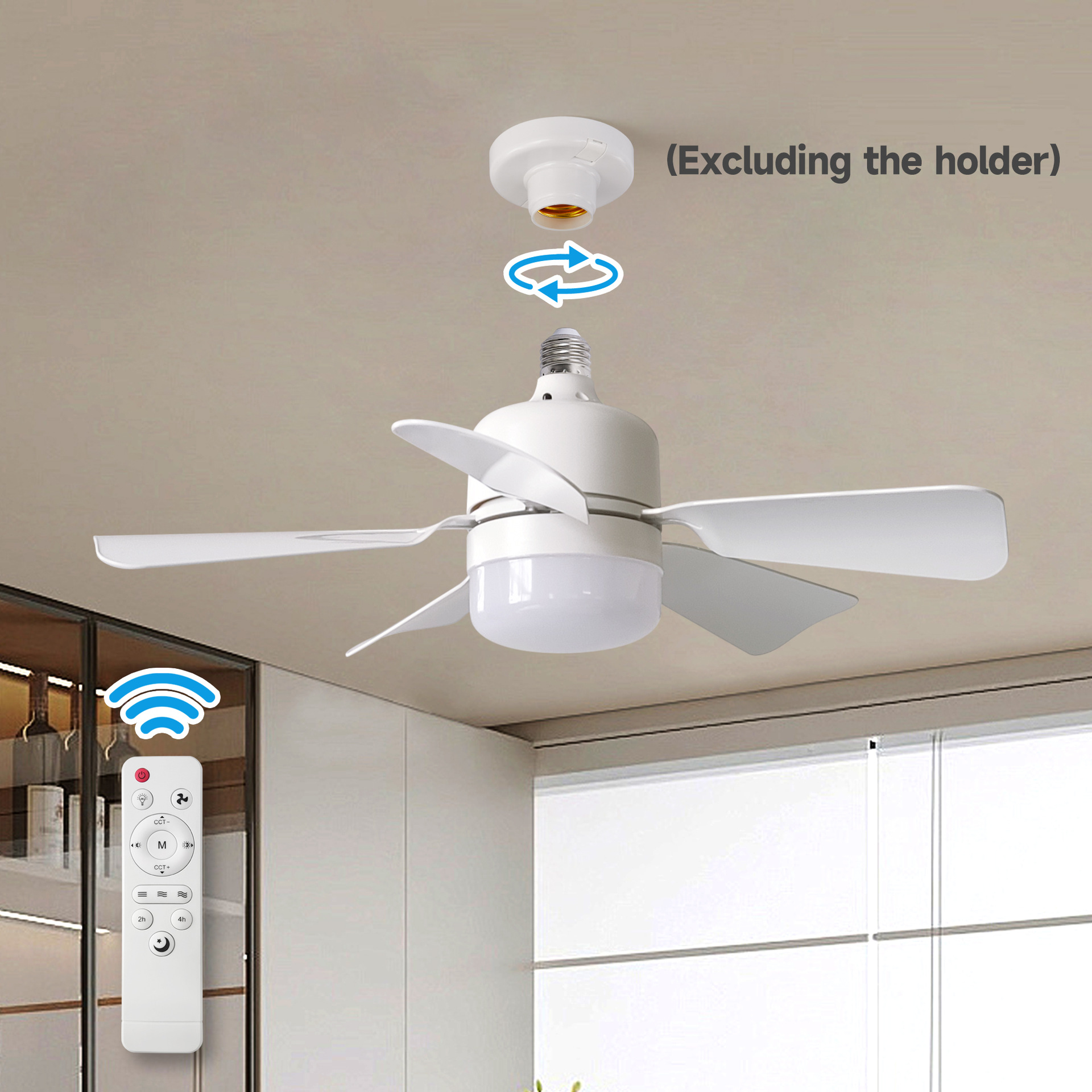 Cross-Border Wholesale E27 Screw Ceiling Fan Lamp Restaurant Children's Room Fan Lamp Simple Modern Bedroom Fan Lamp