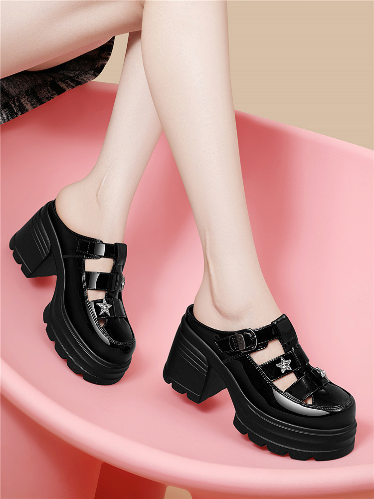 Sandal nữ tăng chiều cao đế dày 8 cm, mũi kín hở gót, thoáng khí, phong cách khí chất — 6069 Da đen, 6069 Màu be chi tiết 15