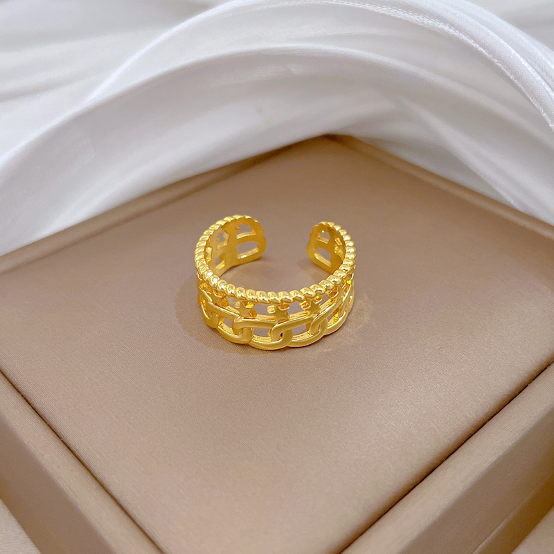 Anello minimalista con catena, regolabile, gioiello semplice, anello giapponese, anello di coppia_voghion.com