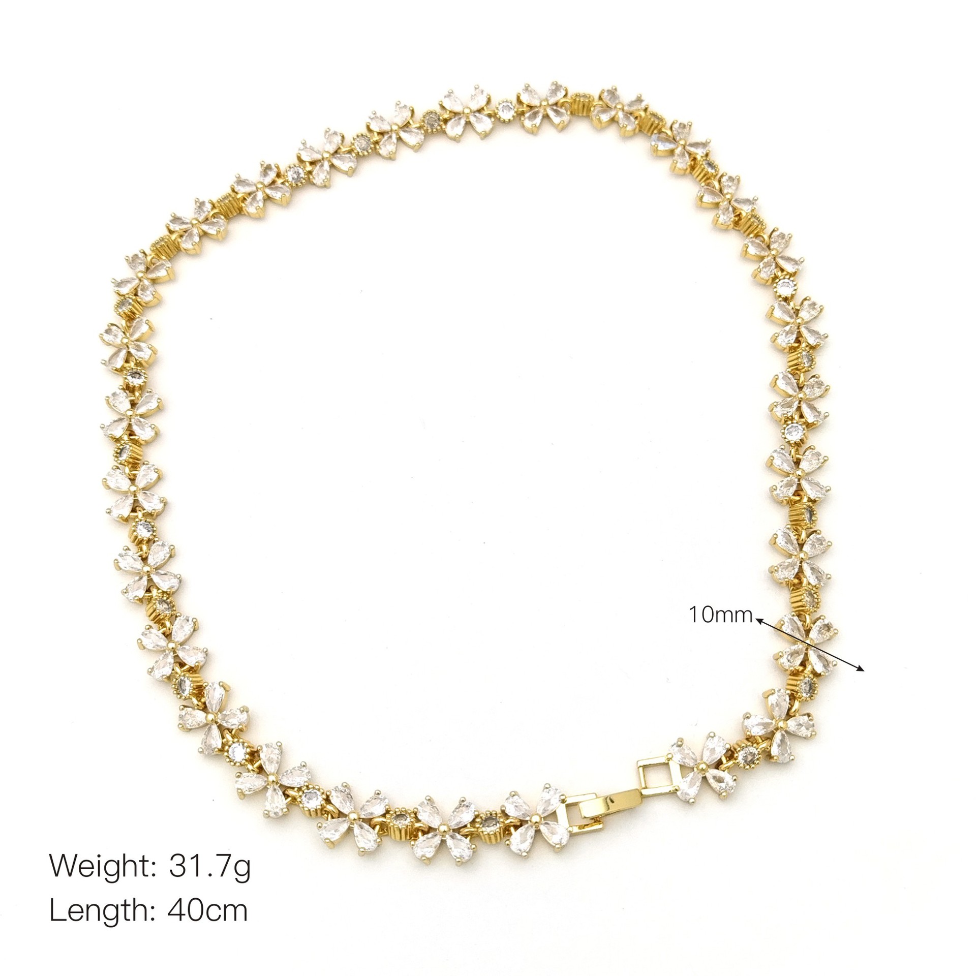 Copper Inlay Heart Shape Solid Color Flower Zircon Necklace display picture 15