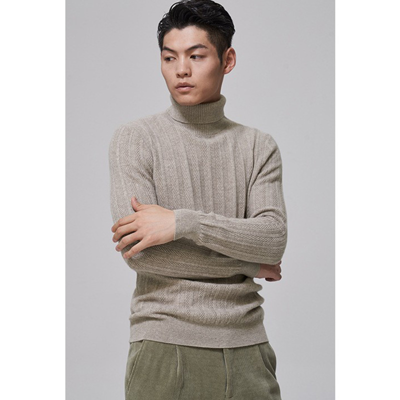 [Including Cashmere]Men's Pullover Half Turtleneck Wool Sweater Round Neck Long Sleeve Casual Knitted Sweater Bottoming Shirt