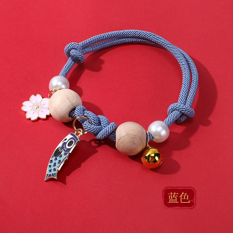 Collar para mascotas con campana, como un nudo, collar de madera de alcanfor, collar, bufanda de gato tejida a mano, collar repelente de pulgas