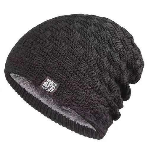 Knit Hat for Men, Fashion Cotton Hat with Fleece and Thick Wool, Autumn/Winter Warmth Protection Ear Hat