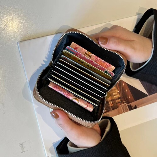 Card holder women's large capacity multi-card slot  new exquisite high-end anti-magnetic compact coin purse genuine card case leather wallet