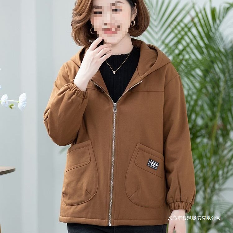 中年女小棉袄外套洋气新款冬装宽松大码加绒50-60岁妈妈棉衣棉服