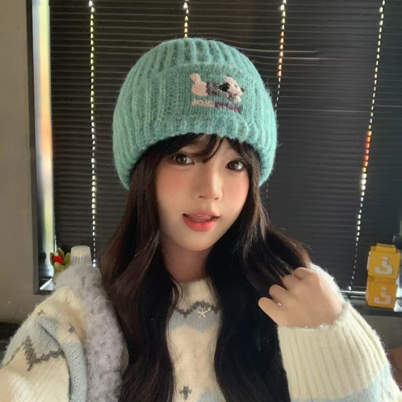 帽子腊肠狗新款秋冬高级感时尚保暖针织帽女加厚防寒堆堆毛线帽潮|undefined