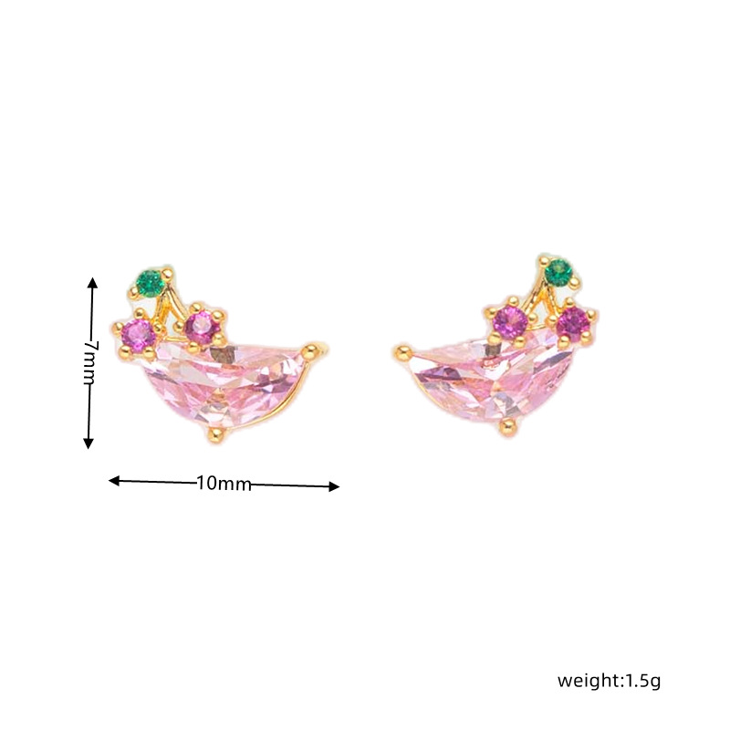 Fashion Geometric Coke Hamburger Brass Inlaid Zircon Ear Studs 1 Pair