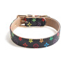 New color!Aminge's new pet loop old flower dog collar PU metal buckle dog collar