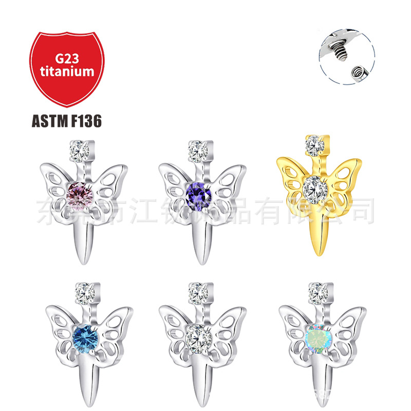 Pointed titanium steel lip stud product view