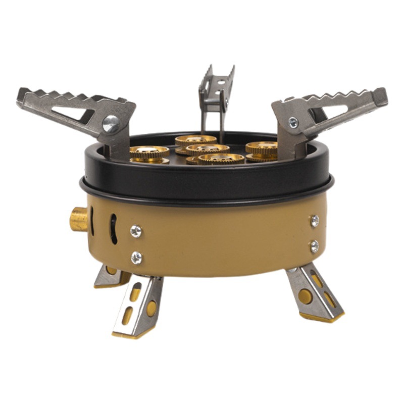 Acampar al aire libre estufa portátil estufa de gas de picnic de alta potencia estufa de cinco cabezas estufa de barbacoa estufa de gas a prueba de viento