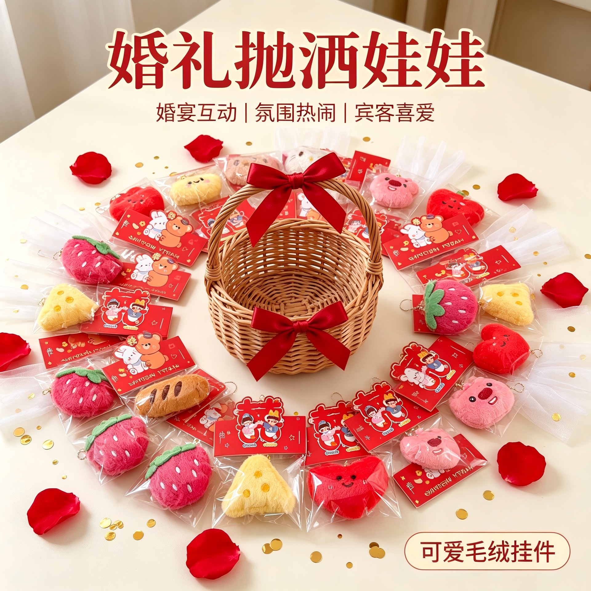 小红书种草婚礼抛洒娃娃可爱毛绒公仔挂件卡通玩偶小礼品独立包装