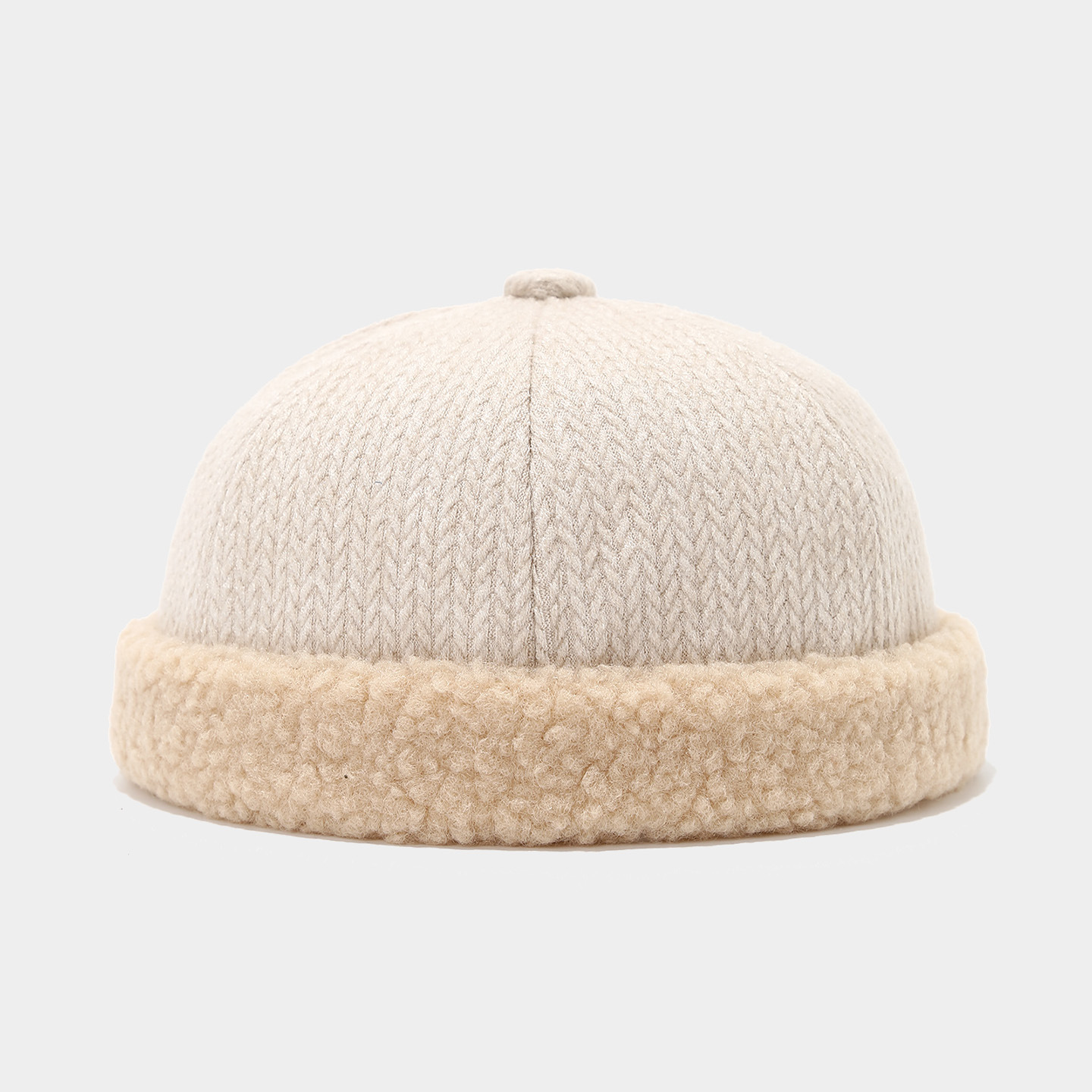 Ins sombrero hombre nuevo estilo retro otoño invierno engrosado empalme sombrero sin cornisa sombrero de piel de melón de moda damas de color sólido image 8