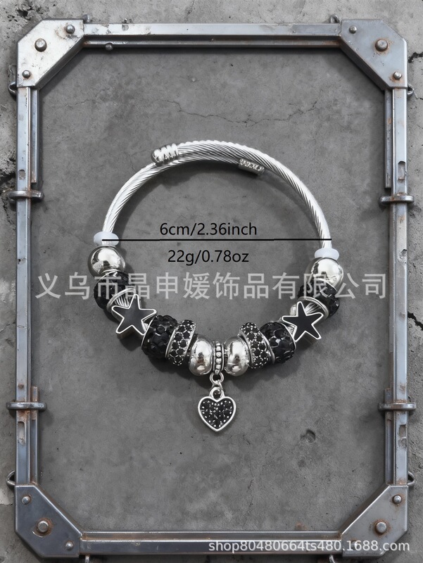 Panjia ブレスレット - DIY クロスボーダー人気のステンレス鋼ビーズブレスレットマルチエレメントオイルドリップラインストーン電気メッキ UV ジュエリー|undefined