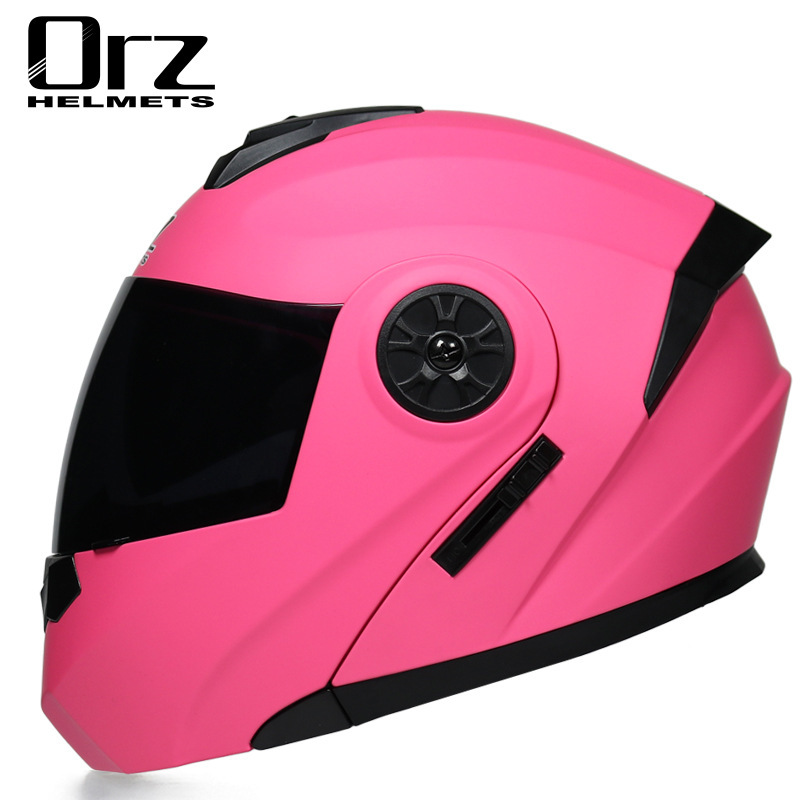 Casco abatible de doble lente para motocicleta, casco para vehículo eléctrico, casco integral antivaho de verano para hombre y mujer, casco de media motocicleta, adecuado para todas las estaciones