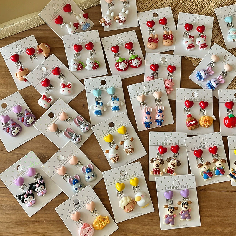 Детские зажимы для ушей, милые и милые девочки, аксессуары для кроликов, украшения, серьги для девочек с пирсингом, серьги против боли, серьги
