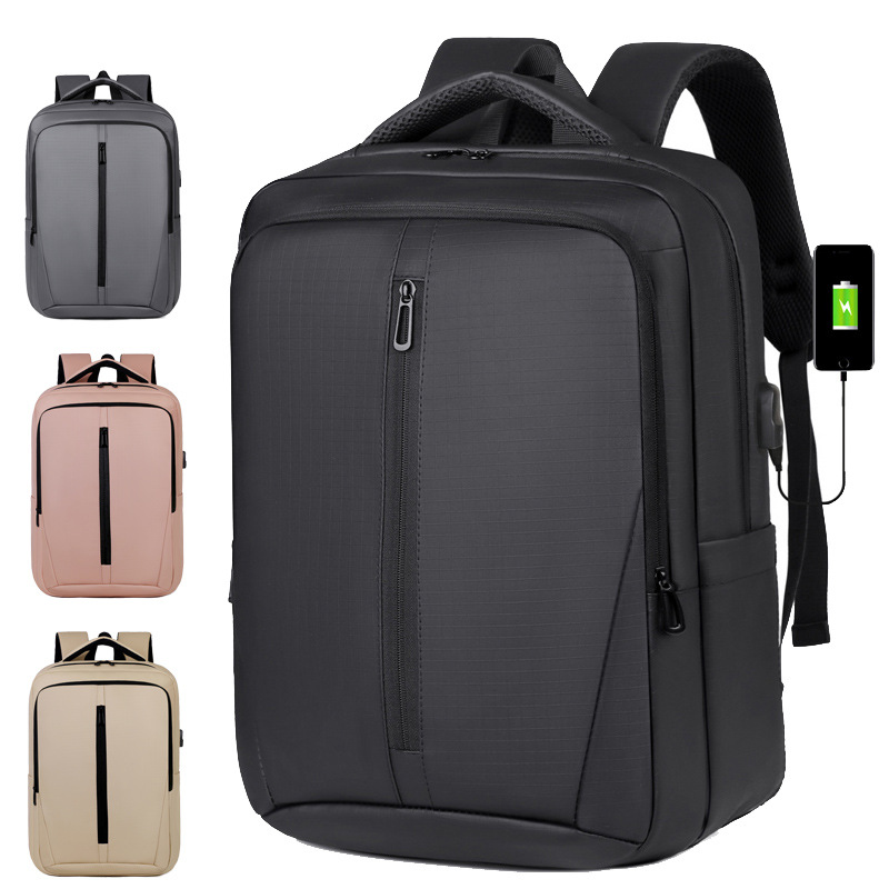Large-Capacity Backpack with USB Port, Business Commuter Computer Backpack, Lightweight Travel Backpack, Oxford Cloth Water-Repellent Backpack for Men