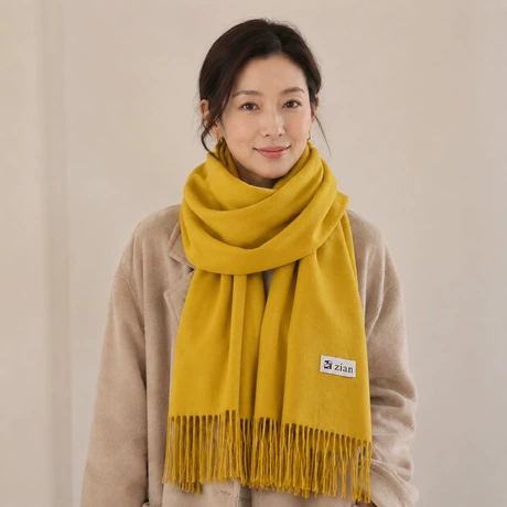 秋冬季纯色情侣仿羊绒围巾女新款日韩百搭女高级感 保暖围脖披肩
