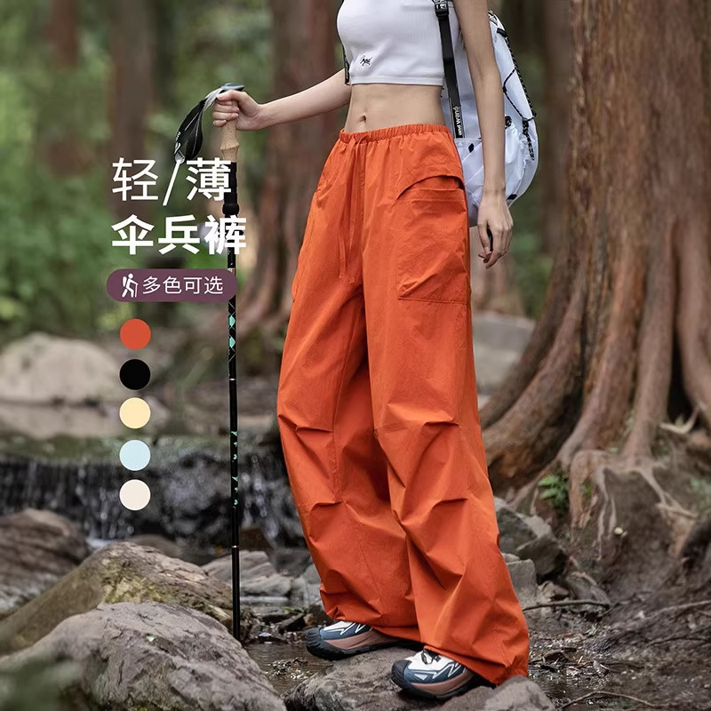 Big Brand Women's Outdoor Pants for Spring and Autumn, Windproof and Waterproof, Mountain-Style Paratrooper Hiking Pants, Quick-Dry Sports Workwear Pants