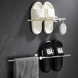Punch-free Towel Rack 304 Stainless Steel Bath Towel Rack Bathroom Storage Rack Slipper Rack Bathroom Towel Bar Single Bar