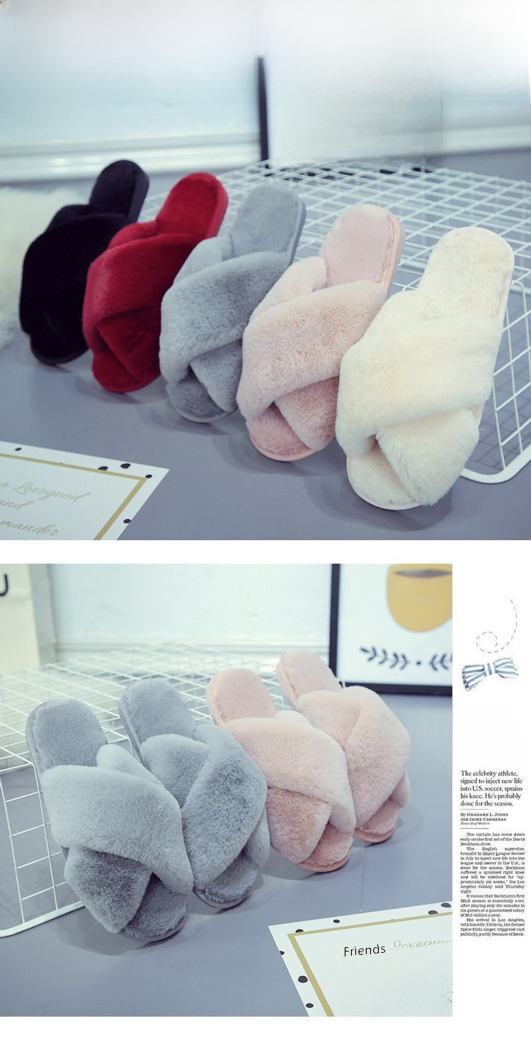 Pantofole Cross Mao Mao da donna invernali commercio estero taglia 43 casa peluche punta aperta caldo cotone da cucire all'ingrosso_voghion.com