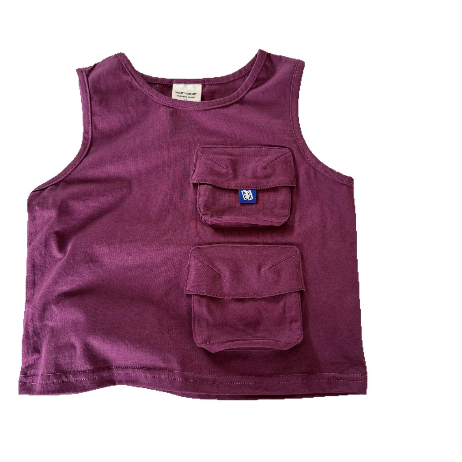 Chaleco de limón salado para siete niños 25 verano niños y niñas bolsillo japonés herramientas sin mangas T bebé para niños camiseta de algodón de estilo occidental