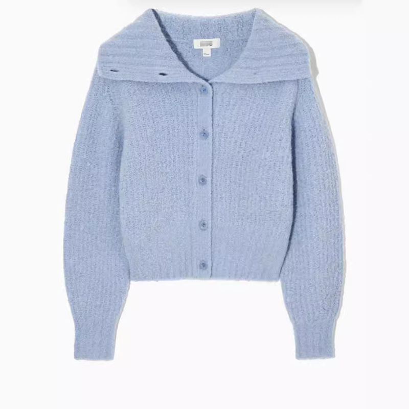 C women's casual version lapel alpaca blend knitted cardigan 2024 autumn new 1203300003