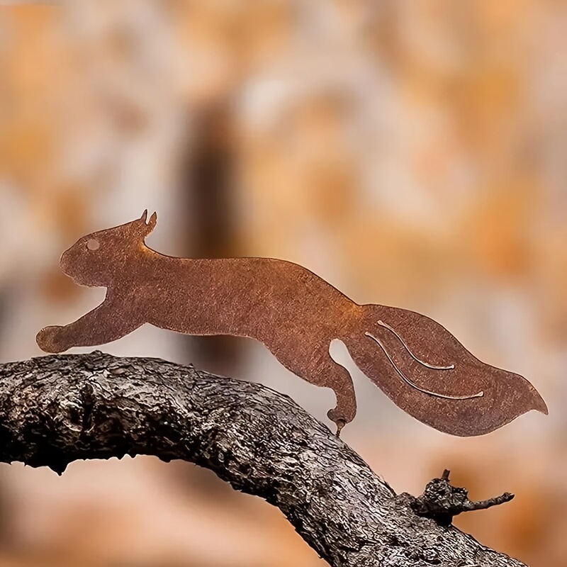 Rusty Squirrel Silhouette Art Decoration for Home Courtyard Wrought Iron Branch Inlay Decoration Metal Branch Pile Rusty Squirrel Silhouette Art Decoration for Home Courtyard Wrought Iron Branch Inlay Decoration Metal Branch Pile