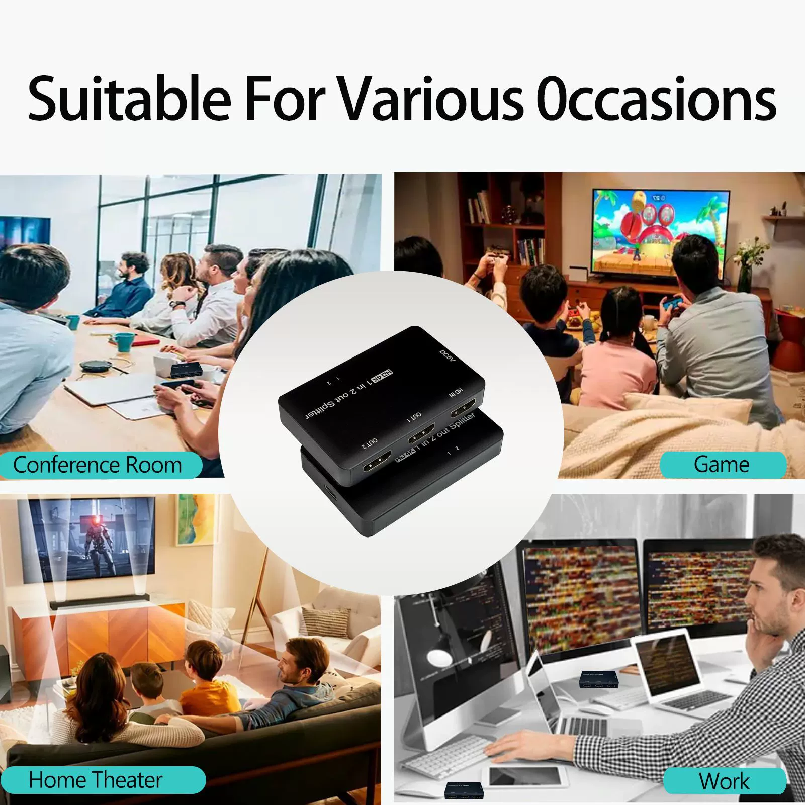HDMI 1 вход 2 выхода сплиттер 4K высокое разрешение одновременный дисплей одна минута 3 компьютера подключены к телевизору 120Гц высокое разрешение видео сплиттер