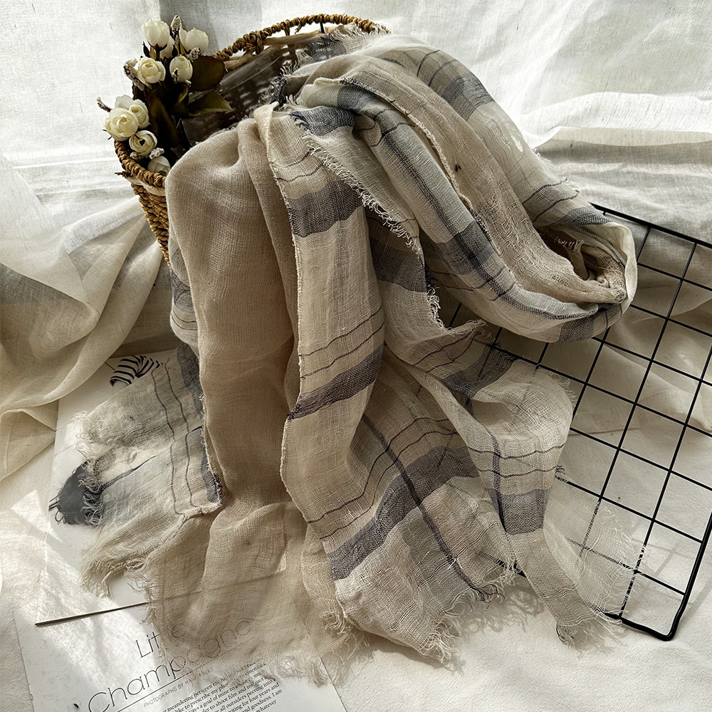 Linen plaid beige